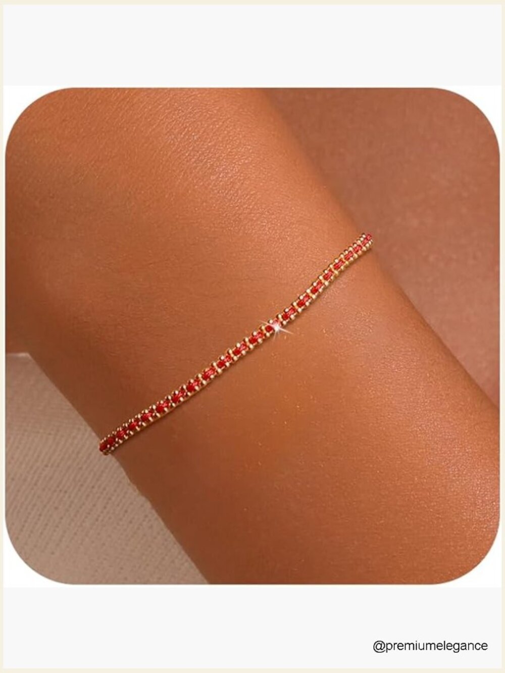 14K Gold Plated Red Rope Woven Link Bracelet Lucky Interlocking Jewelry Gift